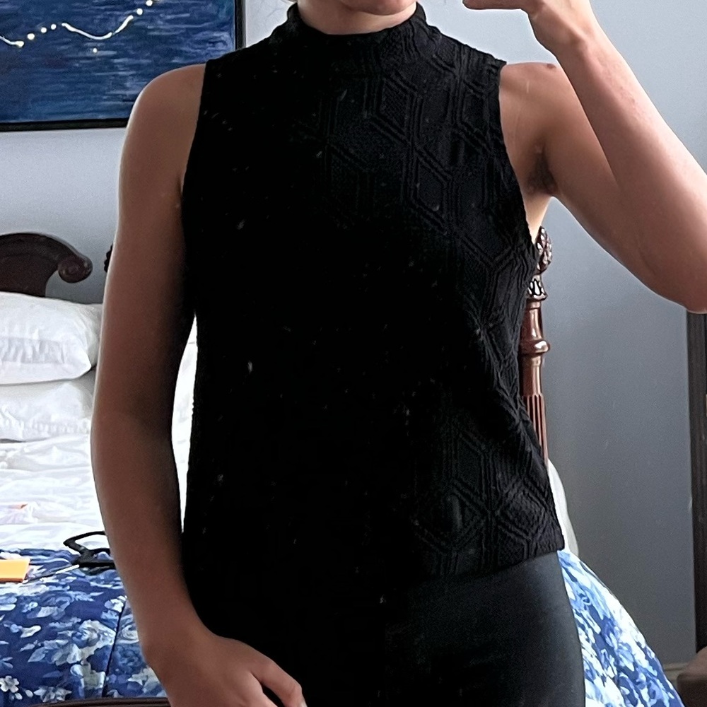 Anthropologie 9-H15 S’CL, black halter top, Rayon/Polyester
